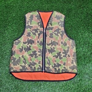 Vintage Reversible Camo Hunting Vest L/XL 23x27 Blaze Orange